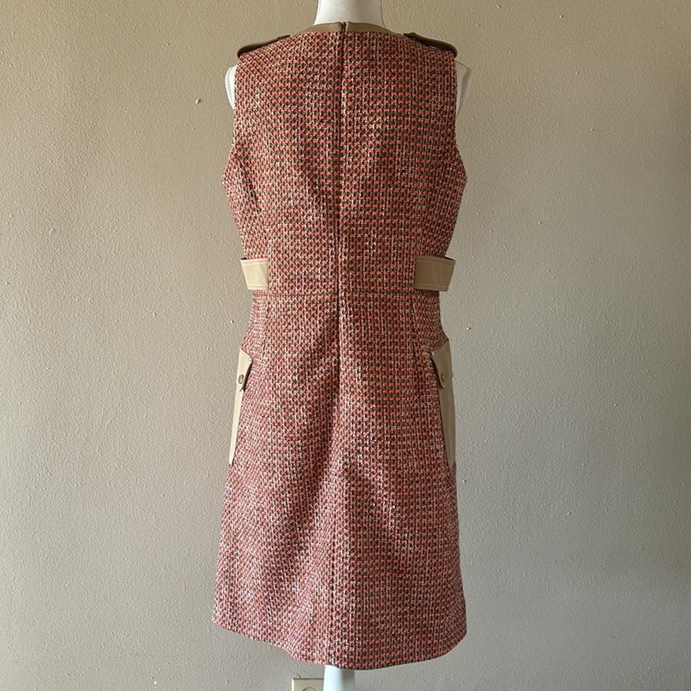 NWT Karen Millen Tweed And Contrast Pocket A Line Mini Dress Tan and Orange 10 - Picture 9 of 13